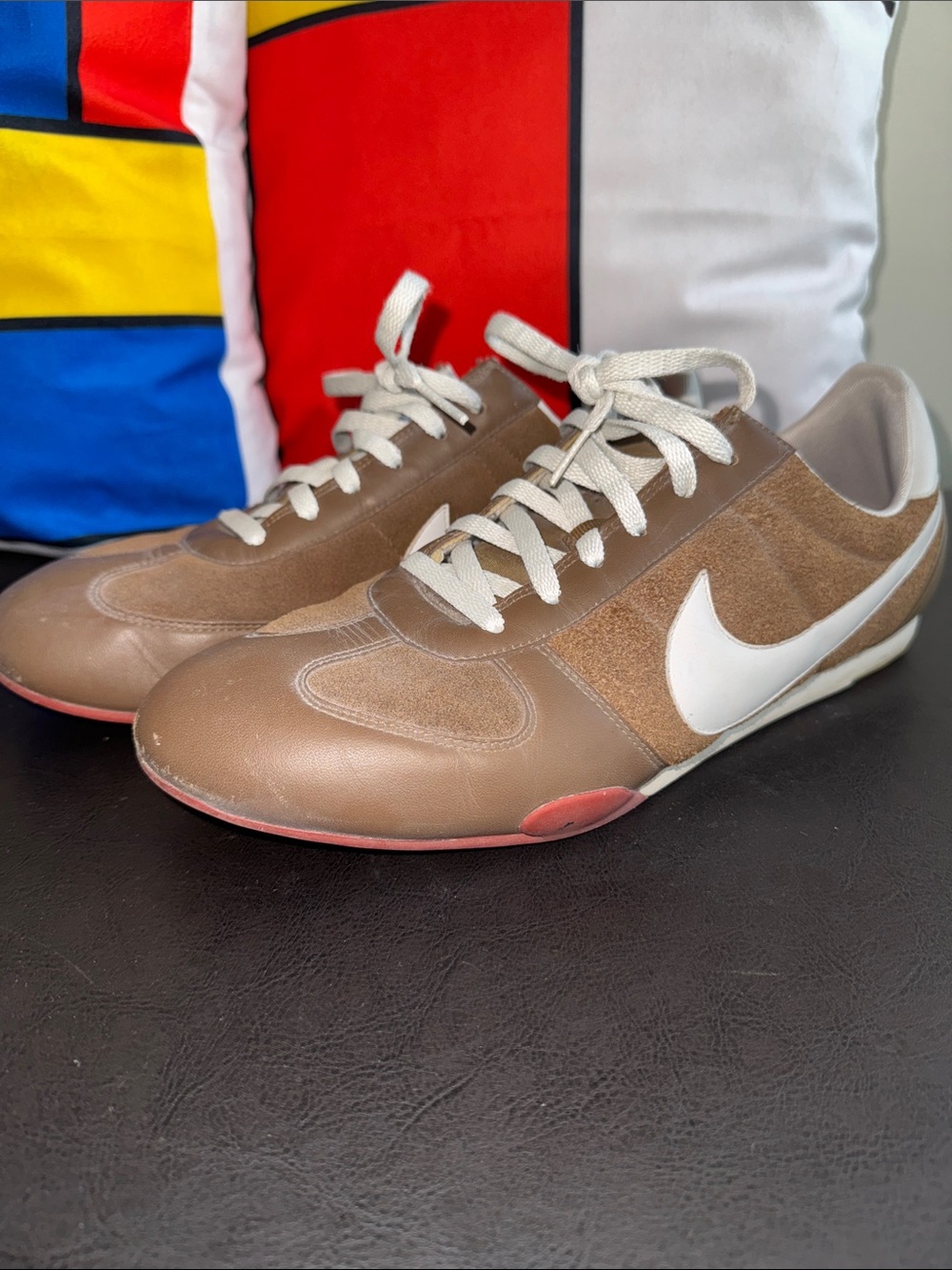 MAKE OFFER! Nike Men’s Brown Suede Leather Sneakers with White Swoosh Shoes 9.5